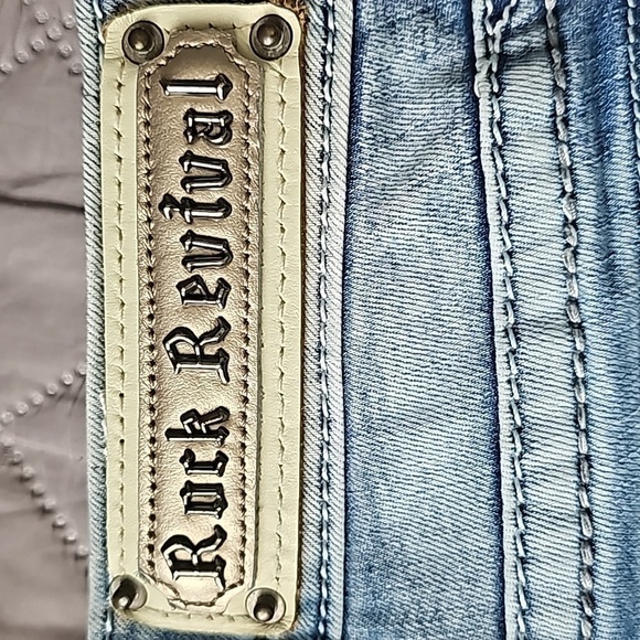 Rock Revival Jeans Size 26 Womens Nancy Crop Light Wash Blue Denim Skinny - Picture 4 of 13